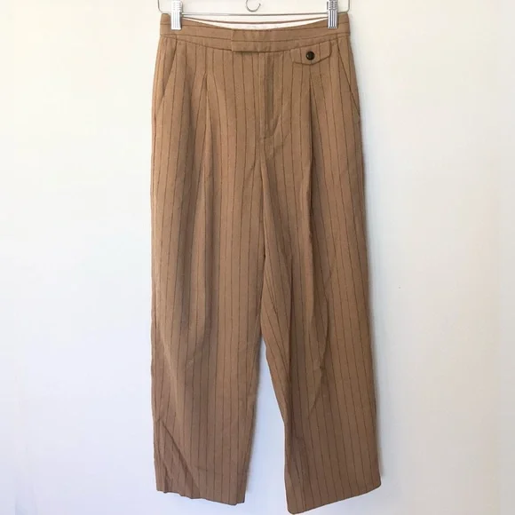 Madewell Striped Wool Blend High Rise Rosedale Straight Pant - Brown - 0 - Picture 2 of 12